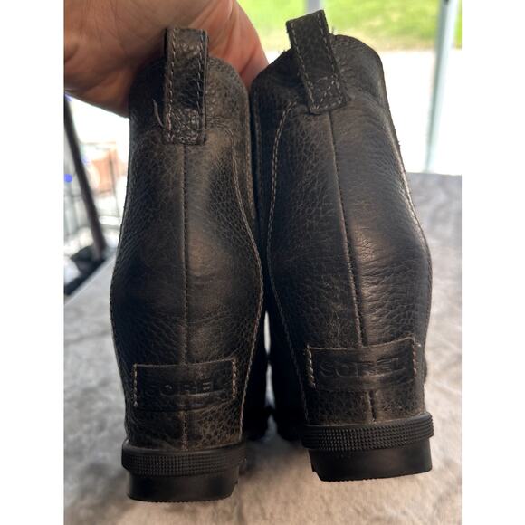 Sorel Joan of Arctic Wedge Waterproof Gray Leather Ankle Boots Womens Size 8.5 - Picture 4 of 7